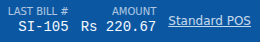 Last bill # SI-105, Amount Rs 220.67