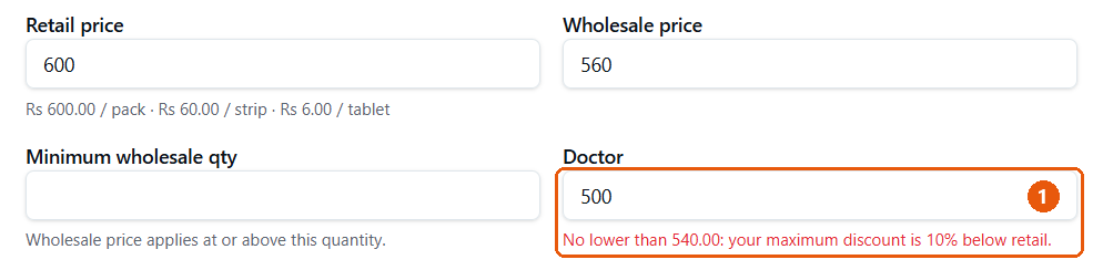 Doctor 500 likhne par pegham: No lower than 540.00
